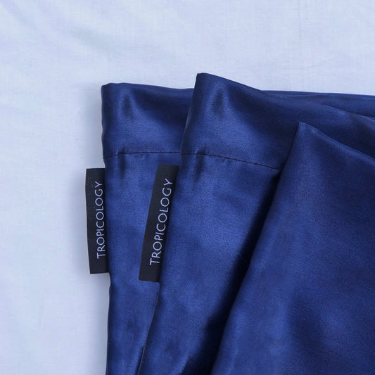 Navy Sky Satin Pillowcase -2 pk