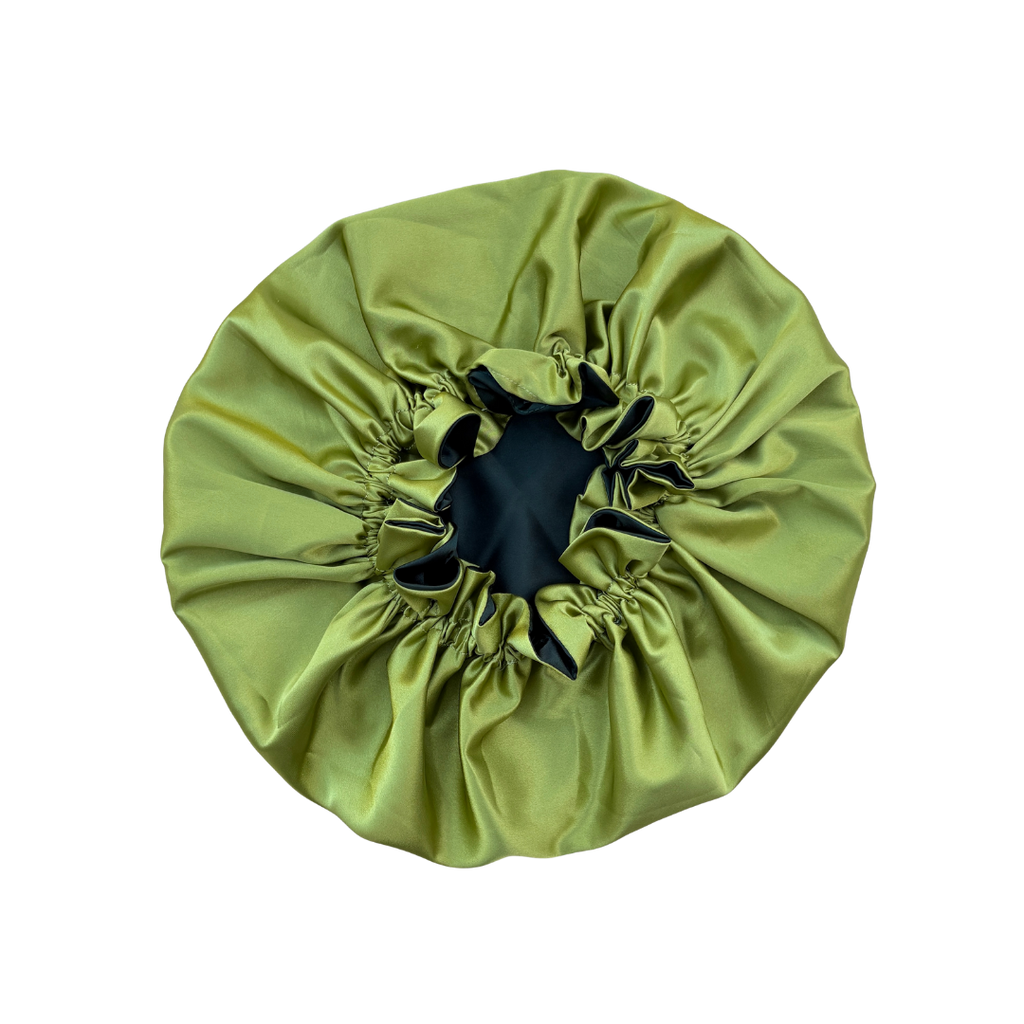 emerald + leaf ruffle bonnet