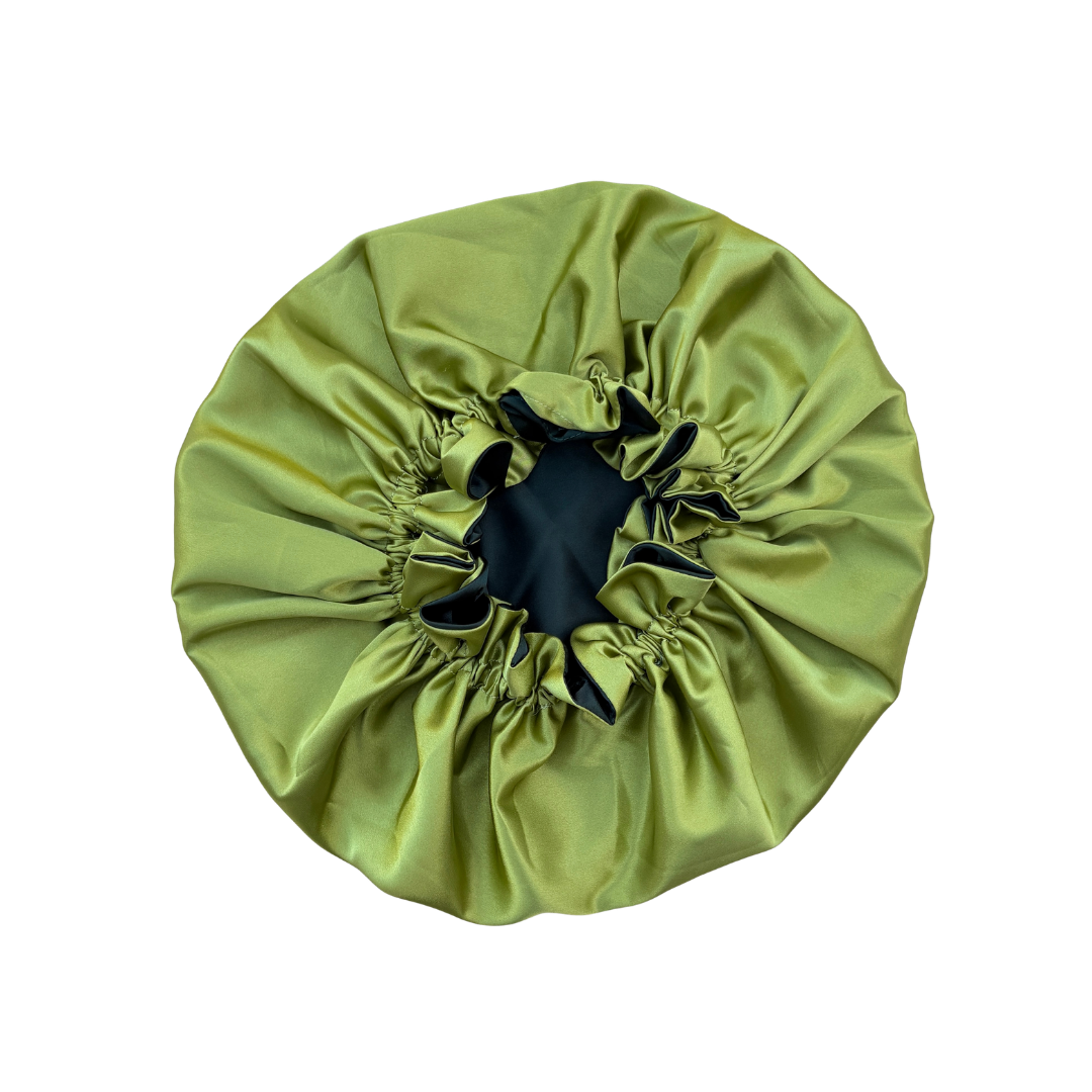 emerald + leaf ruffle bonnet