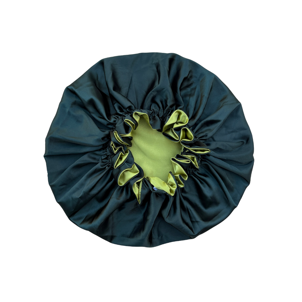 emerald + leaf ruffle bonnet